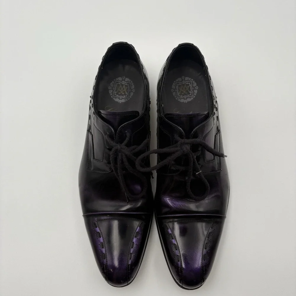 Mezlan Custom Purple Black Ombre Patent Leather Dress Shoes Oxford Men's Size 9M